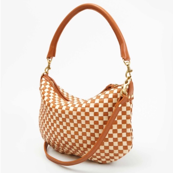 Clare V. Tan and White Checkered Petit Moyen Crossbody Bag - Picture 7 of 7